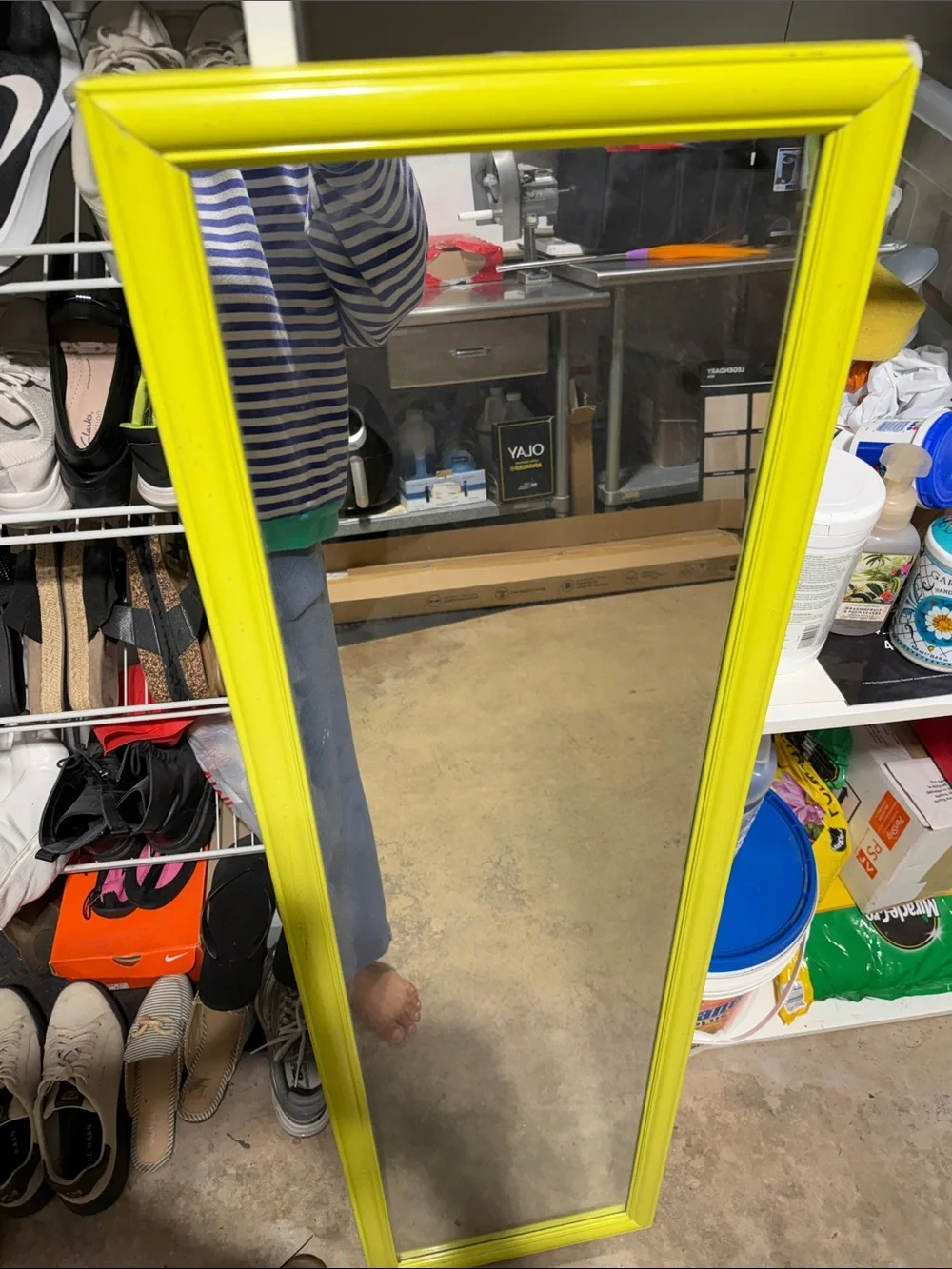 Full-Length Yellow Framed Mirror